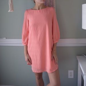 Tobi Peach Shift 3/4 Sleeve Cocktail Dress